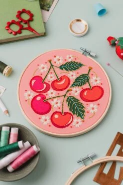 Cherries Hand Embroidery Kit -Olympus Handmade Store 10757bbe337fb2c87f46d4f533826fe4499d4ebb16d0a805996843856c398180
