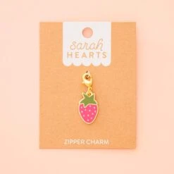 Strawberry Enamel Removable Zipper Charm