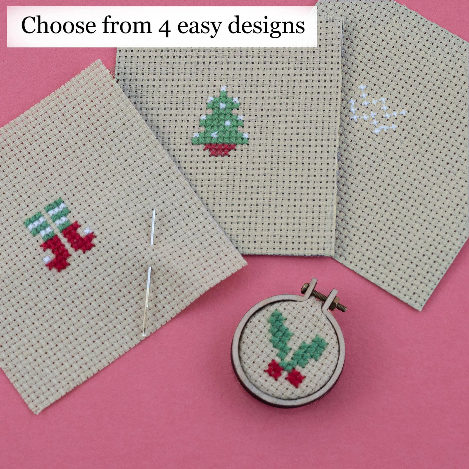 Christmas Bauble Jolly Holly Cross Stitch Hoop In A Matchbox 4 Christmas Bauble Jolly Holly Cross Stitch Hoop In A Matchbox - Image 2