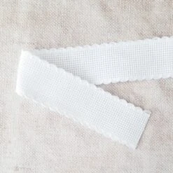 Scallop Edged White Aida Stitching Band - 1-3/16 Inch