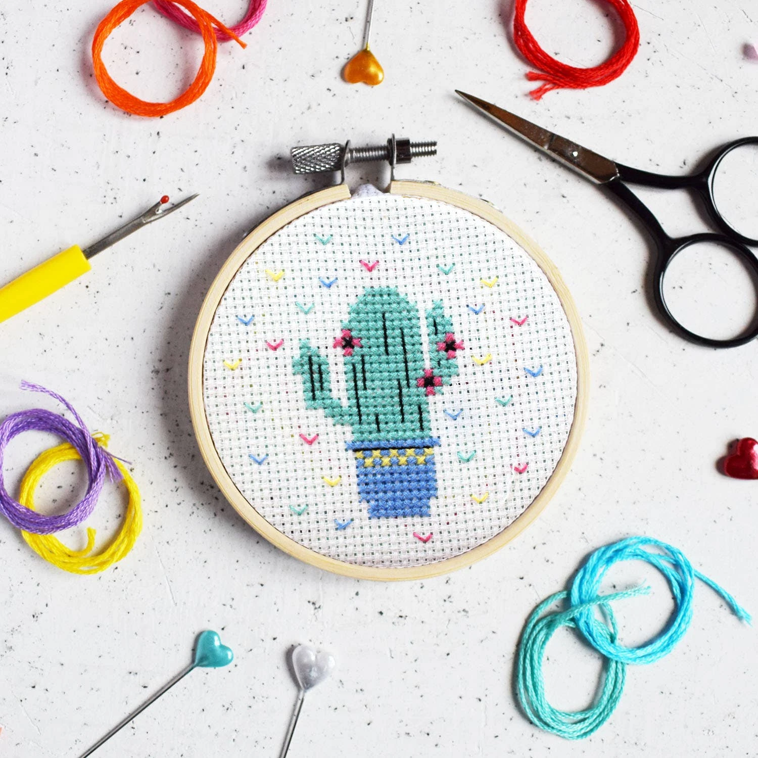 Mini Cross Stitch Kit - Cute Cactus 3 Mini Cross Stitch Kit - Cute Cactus