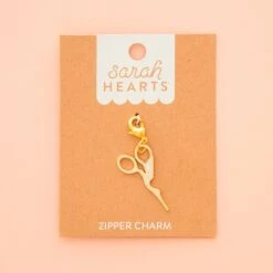 Gold Stork Embroidery Scissor Removable Zipper Charm