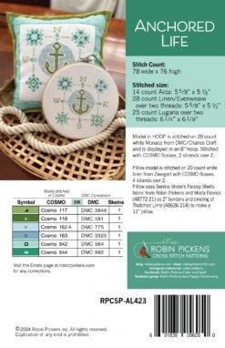 Anchored Life Cross Stitch Pattern -Olympus Handmade Store AnchoredLifeAL423backcoverLR