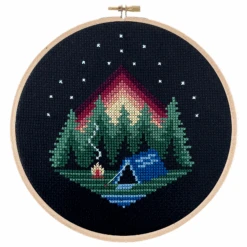 Camping Sunset Cross Stitch Pattern