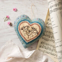 Felt Craft Kit - Hand Embroidered Heart -Olympus Handmade Store Corinne Lapierre Felt Embroidered Heart Craft Kit