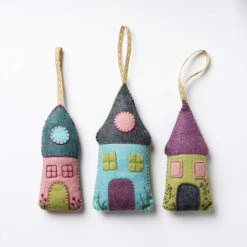 Hand Stitched Felt Craft Kit - Lavender Houses -Olympus Handmade Store Corinne Lapierre Felt Lavender Houses Craft Kit Flatlay