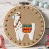 Llama Felt Appliqué Hoop Kit -Olympus Handmade Store Corinne Lapierre Felt Llama Applique Embroidery Hoop Craft Kit