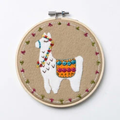 Llama Felt Appliqué Hoop Kit -Olympus Handmade Store Corinne Lapierre Felt Llama Applique Embroidery Hoop Craft Kit Box Cutout