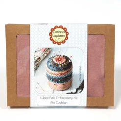 Hand Embroidered Felt Pincushion Kit -Olympus Handmade Store Corinne Lapierre Felt Pin Cushion Embroidery Craft Kit Box