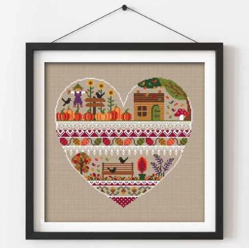 Heart Of Autumn Cross Stitch Pattern 3 Heart Of Autumn Cross Stitch Pattern