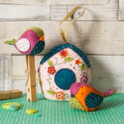 Hand Stitched Felt Craft Kit - Bird House And Birds
