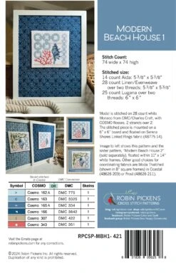 Cross Stitch Pattern - Modern Beach House 1 -Olympus Handmade Store ModernBeachHouse1b7.4.24LR