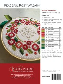 Peaceful Posy Wreath Cross Stitch Pattern 7 Peaceful Posy Wreath Cross Stitch Pattern -Olympus Handmade Store PeacefulPosyWreathbackshoplisting