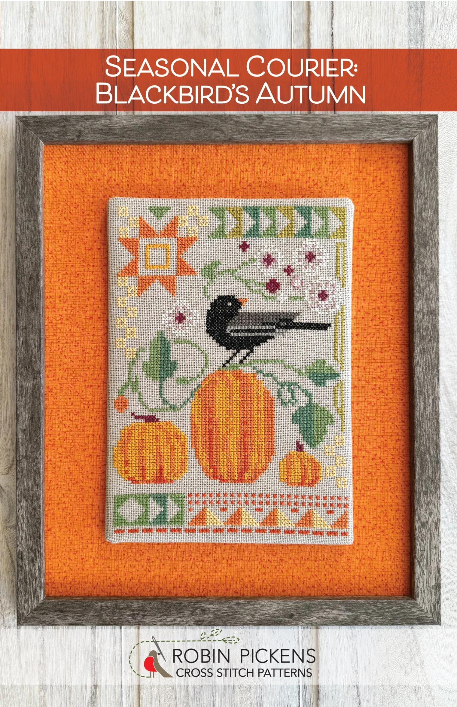 Seasonal Courier Cross Stitch Pattern - Blackbird's Autumn 4 Seasonal Courier Cross Stitch Pattern - Blackbird's Autumn - Image 2