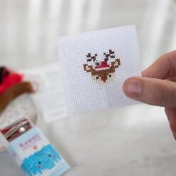 Kawaii Christmas Deer Cross Stitch Kit In A Matchbox