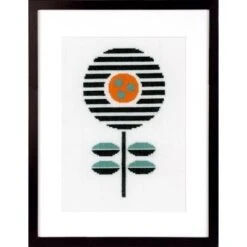 Abstract Black And White Flower Cross Stitch Kit