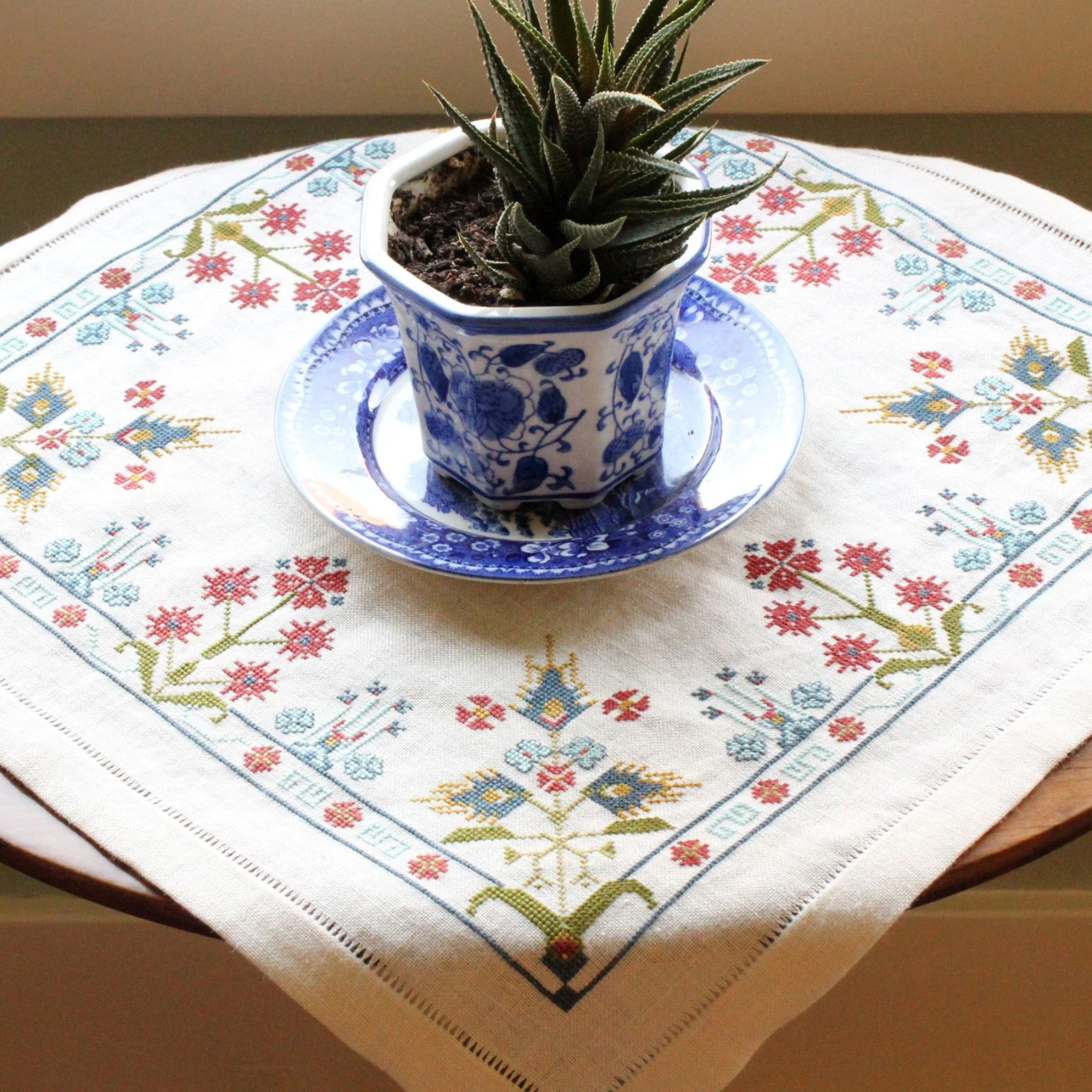 Mediterranean Folk Cross Stitch Kit - Blue Larkspur 4 Mediterranean Folk Cross Stitch Kit - Blue Larkspur - Image 2