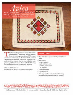 Mediterranean Folk Cross Stitch Kit - Anatolian Argyle Table Mat -Olympus Handmade Store avlea traditional mediterranean folk cross stitch kit anatolian argule 03