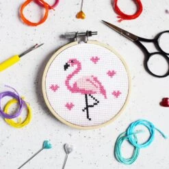 Mini Cross Stitch Kit - Pretty Flamingo