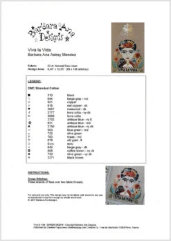 Frida Kahlo Cross Stitch Pattern - Viva La Vida -Olympus Handmade Store barbara ana cross stitch pattern viva la vida 11