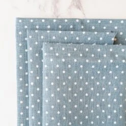 Blue/White Polka Dot Linen Fabric - 32 Count