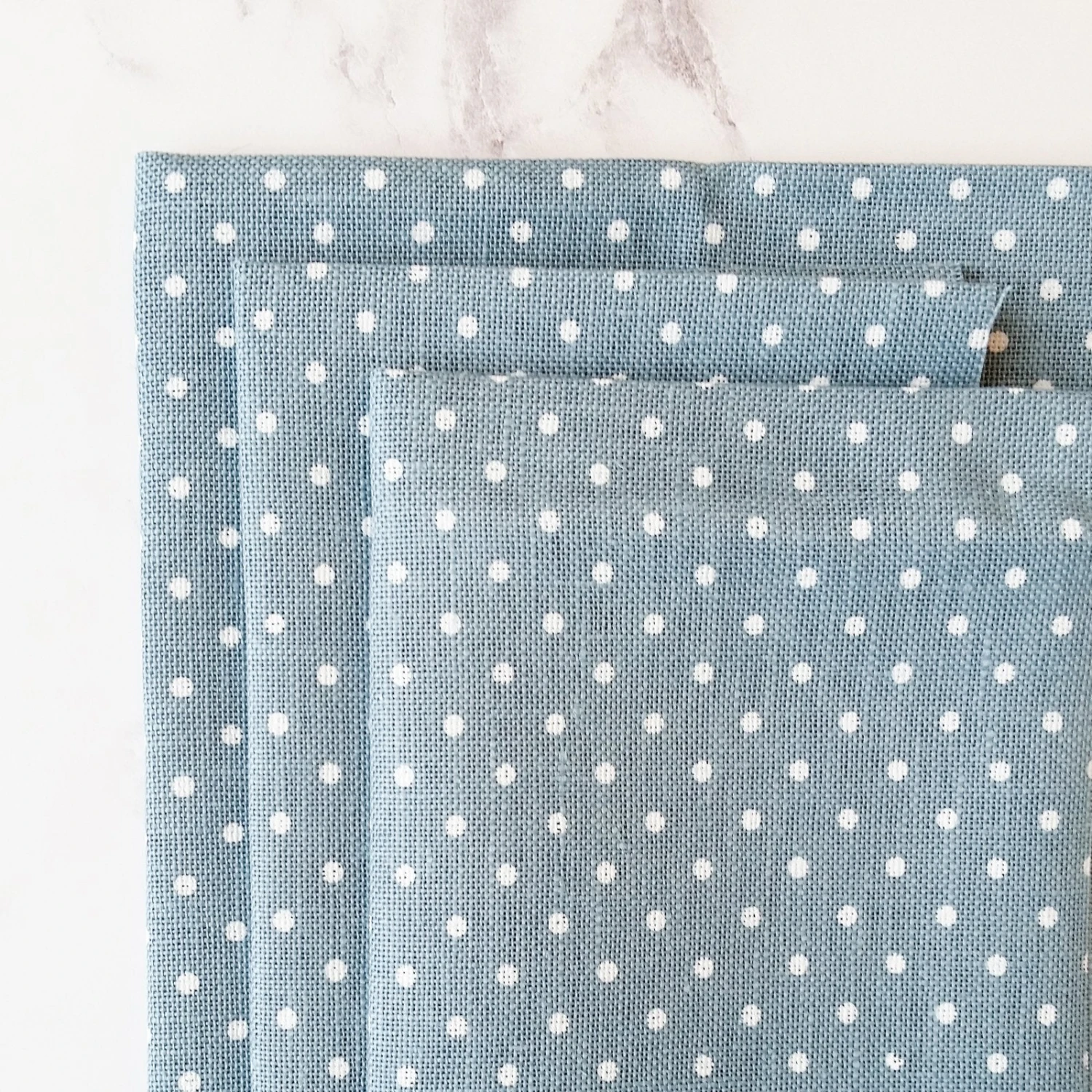 Blue/White Polka Dot Linen Fabric - 32 Count 3 Blue/White Polka Dot Linen Fabric - 32 Count