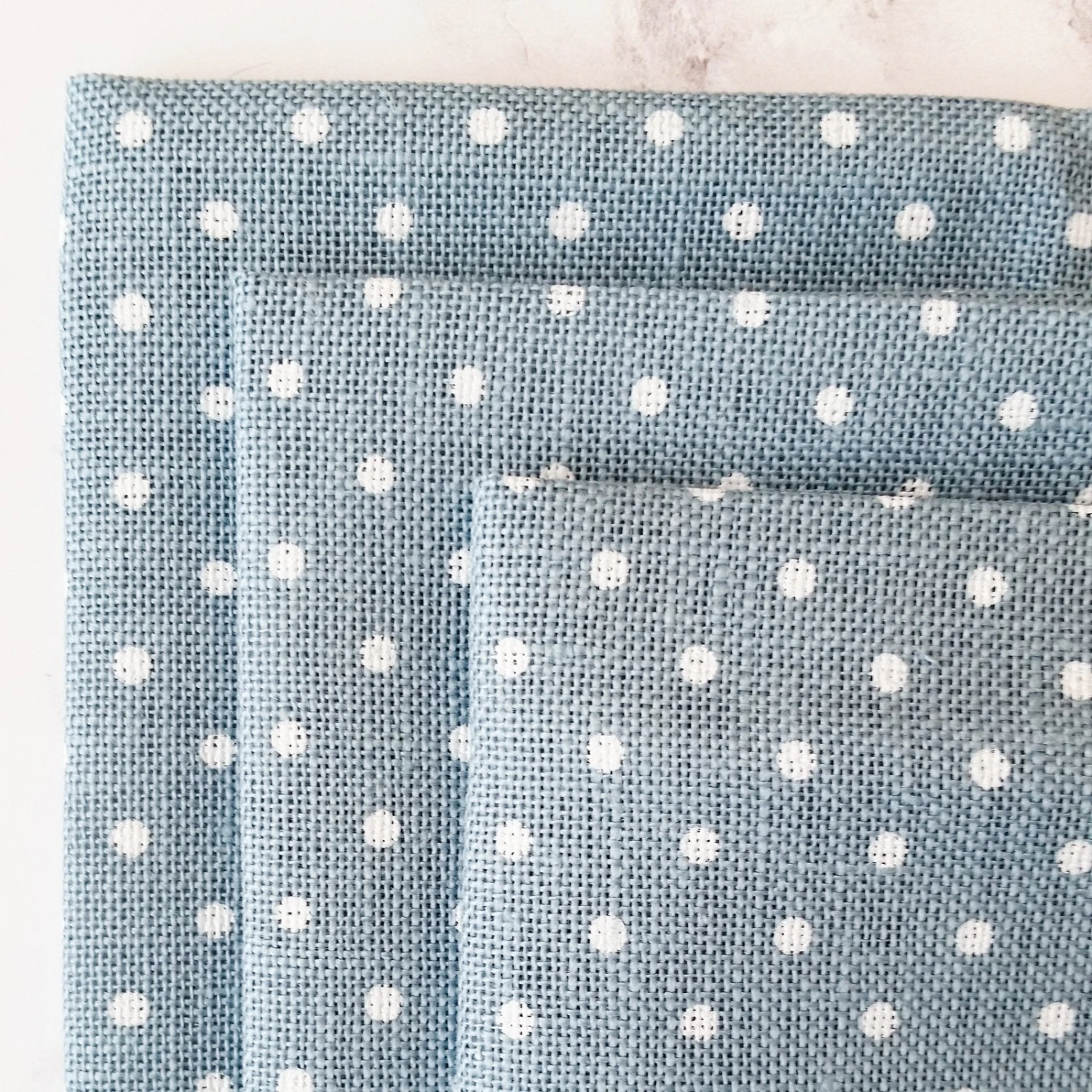 Blue/White Polka Dot Linen Fabric - 32 Count 4 Blue/White Polka Dot Linen Fabric - 32 Count - Image 2