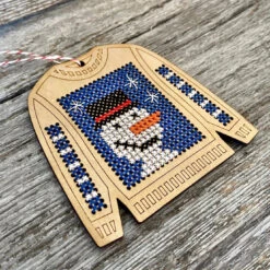 Ugly Sweater Cross Stitch Ornament Kit - Snowman -Olympus Handmade Store canadian stitchery cross stitch ornament kit snowman 03
