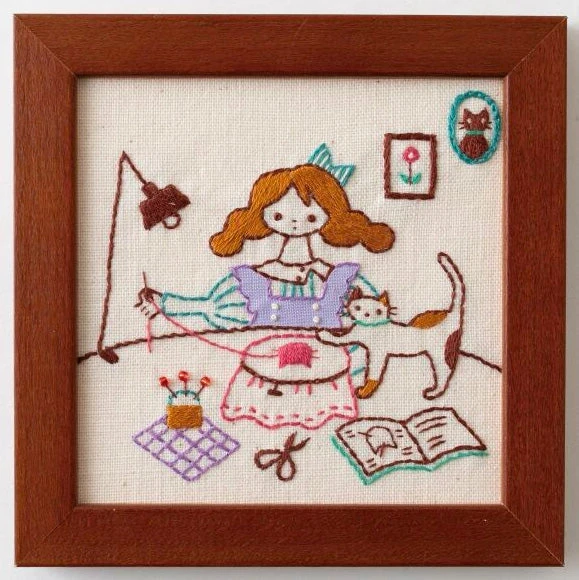 Hand Embroidery Kit - Everyday Life With Cats: Sewing 3 Hand Embroidery Kit - Everyday Life With Cats: Sewing