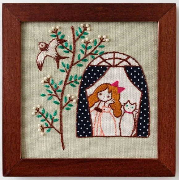 Hand Embroidery Kit - Everyday Life With Cats: Window 3 Hand Embroidery Kit - Everyday Life With Cats: Window
