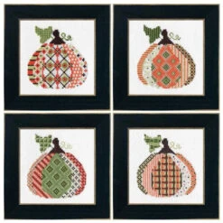 Patterned Pumpkin Cross Stitch Kit - Pumpkin #1 -Olympus Handmade Store colonial needle cross stitch kit 4 patterned pumpkins