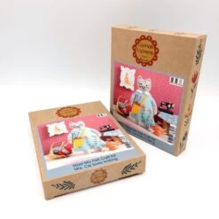 Felt Craft Mini Kit - Mrs. Cat Loves Knitting -Olympus Handmade Store corinne lapierre embroidery kit mrs cat 03