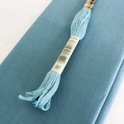 Cotton Hand Embroidery Fabric - Vintage Blue Gray -Olympus Handmade Store cosmo lecien cotton embroidery fabric 90 vintage blue gray 5