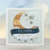 Modern Baby Sampler Cross Stitch Pattern - Moon And Stars