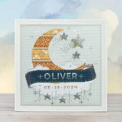 Modern Baby Sampler Cross Stitch Pattern - Moon And Stars