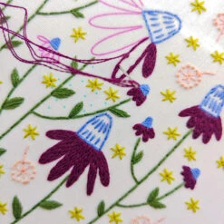 Coneflower Magic Hand Embroidery Kit -Olympus Handmade Store cozyblue hand embroidery kit coneflower magic 3