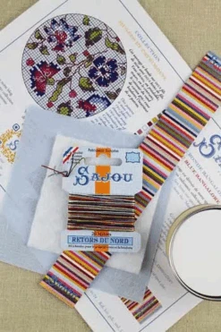 Round Box Cross Stitch Kit - Blue Bangalore -Olympus Handmade Store cross stitch kit blue bangalore round box 2