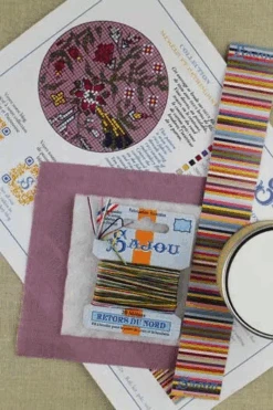 Round Box Cross Stitch Kit - Jaipur -Olympus Handmade Store cross stitch kit jaipur indienne fabric round box 2