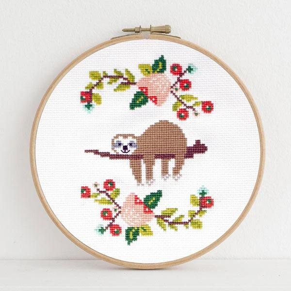 Lazy Day Sloth Cross Stitch Pattern 3 Lazy Day Sloth Cross Stitch Pattern
