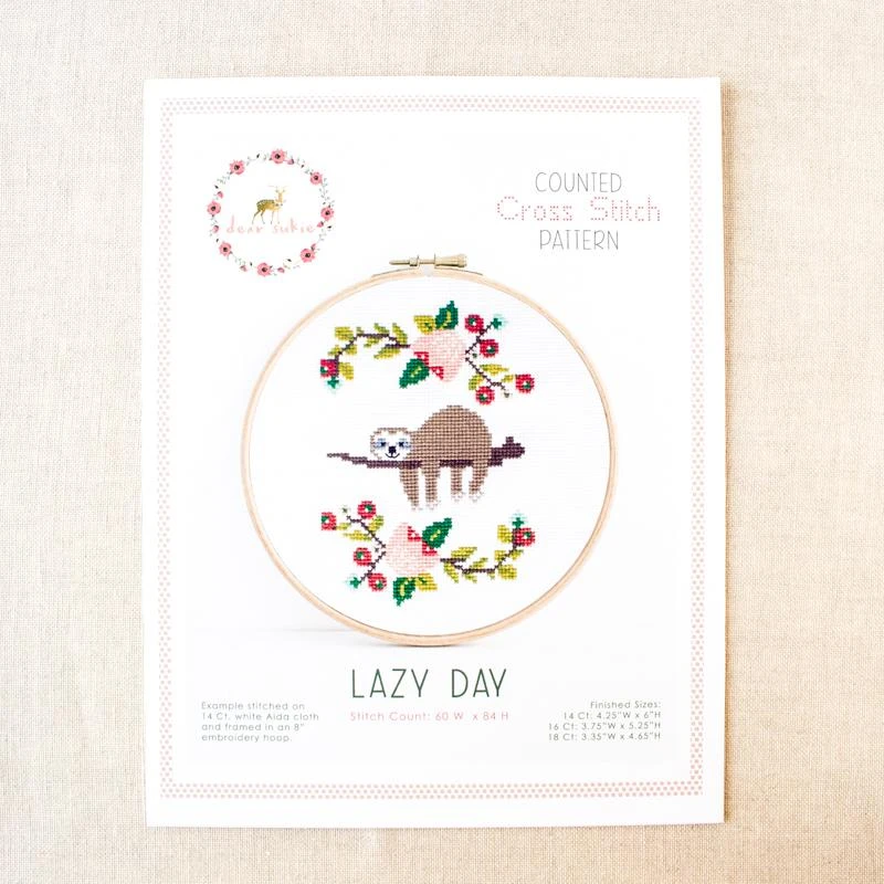 Lazy Day Sloth Cross Stitch Pattern 6 Lazy Day Sloth Cross Stitch Pattern - Image 4