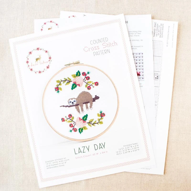 Lazy Day Sloth Cross Stitch Pattern 7 Lazy Day Sloth Cross Stitch Pattern - Image 5