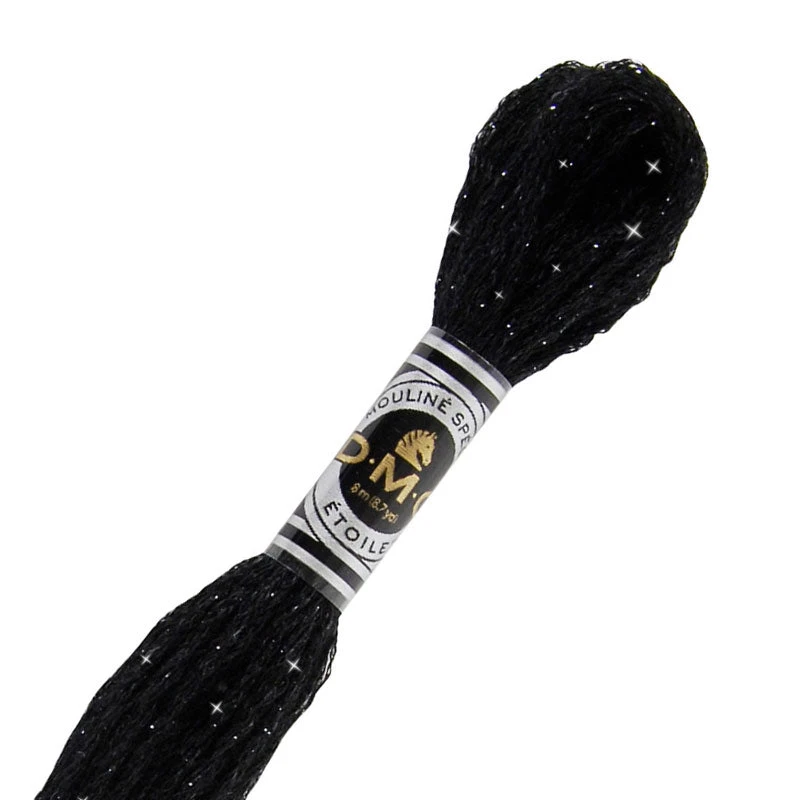 DMC C310 Mouliné Étoile Shimmer Embroidery Floss - Black 3 DMC C310 Mouliné Étoile Shimmer Embroidery Floss - Black
