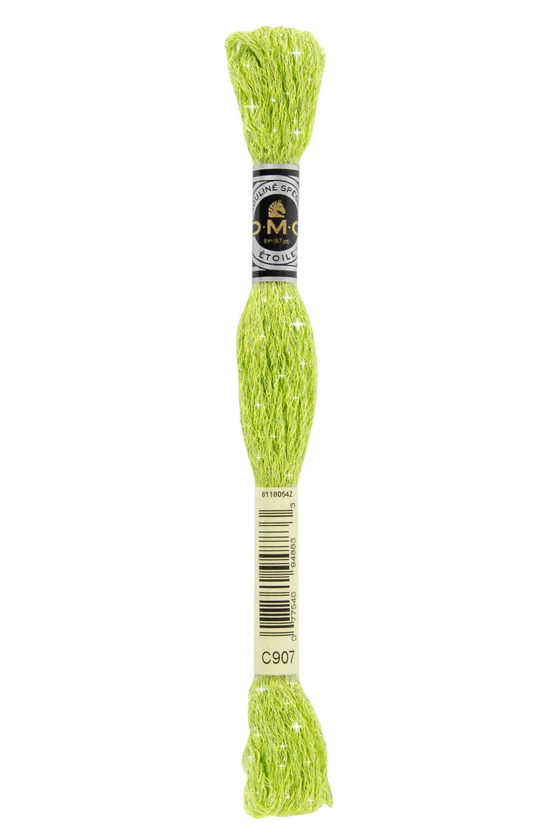 DMC C907 Mouliné Étoile Shimmer Embroidery Floss - Light Parrot Green 4 DMC C907 Mouliné Étoile Shimmer Embroidery Floss - Light Parrot Green - Image 2