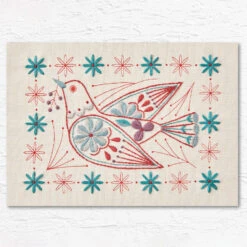 Dove With Flowers Hand Embroidery Kit - Ivory