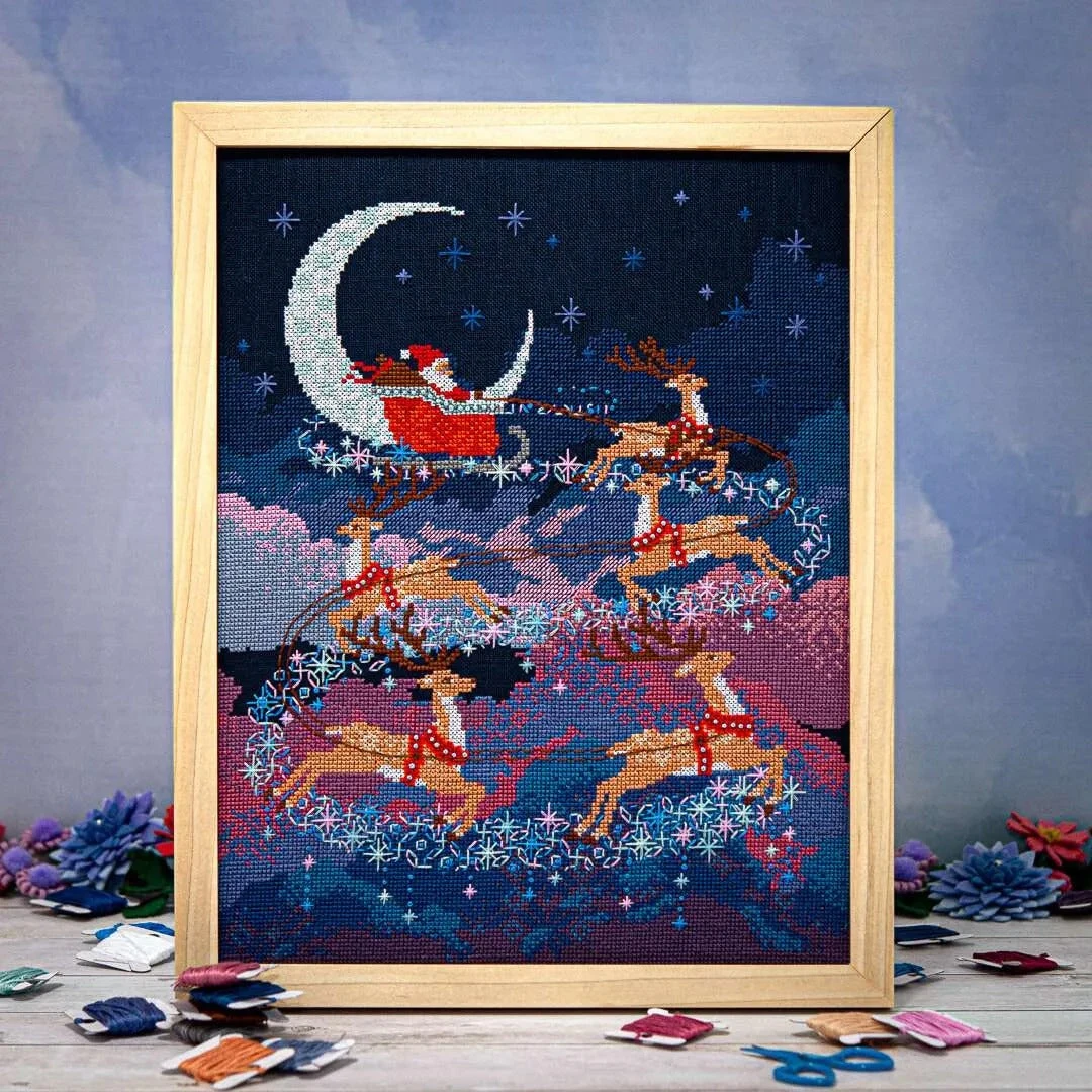 Santa's Moonlit Ride Cross Stitch Pattern 3 Santa's Moonlit Ride Cross Stitch Pattern