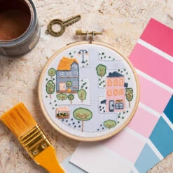 Mini Hand Embroidery Kit - Town Houses