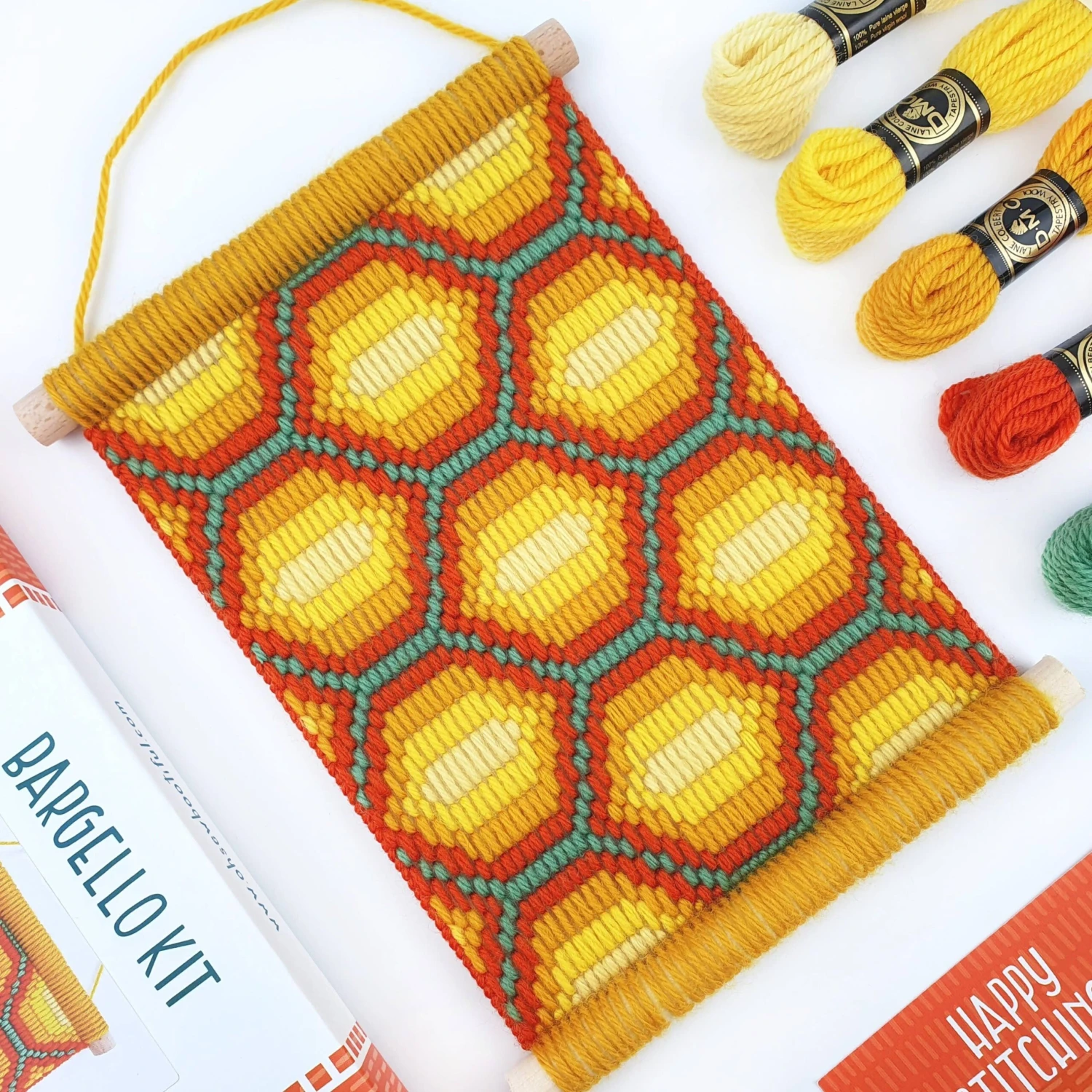 Bargello Needlepoint Kit - Honeycomb Wall Hanging 3 Bargello Needlepoint Kit - Honeycomb Wall Hanging