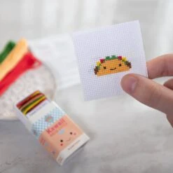 Kawaii Taco Mini Cross Stitch Kit In A Matchbox