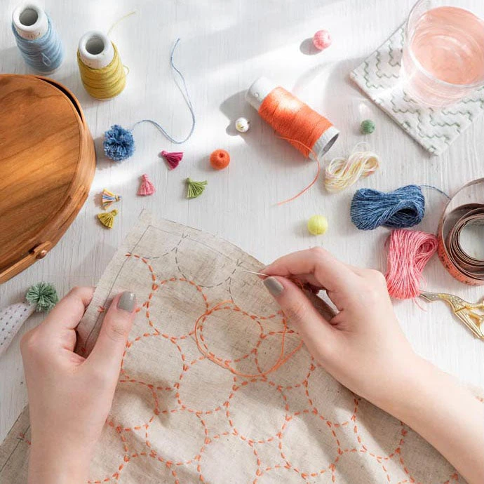 Hidamari Preprinted Sashiko Cloth - Kasuri (Crosses) 9 Hidamari Preprinted Sashiko Cloth - Kasuri (Crosses) - Image 7