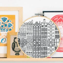 Gingerbread Houses Of Amsterdam Hand Embroidery Kit -Olympus Handmade Store embroidery sage kit amsterdam 04